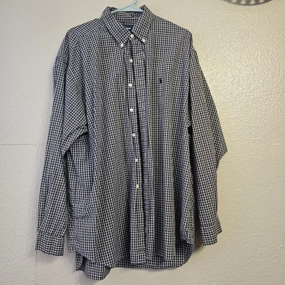 Polo Ralph Lauren Blake XXL Button Front Plaid Shirt Long Sleeve Preppy E462